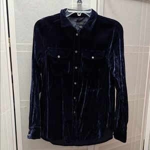 J. Crew Women's Velvet Button Down Shirt - Midnight Blue